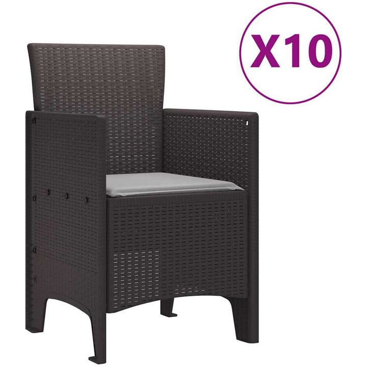 Trädgårdsmöbelset 11 pcs Brun och Ljusgrå Poly rattan vidaXL Stor – bild 5