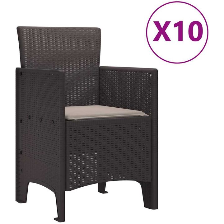 Trädgårdsmöbelset 11 pcs Brun och Taupe Poly rattan vidaXL 10 - Säten – bild 5
