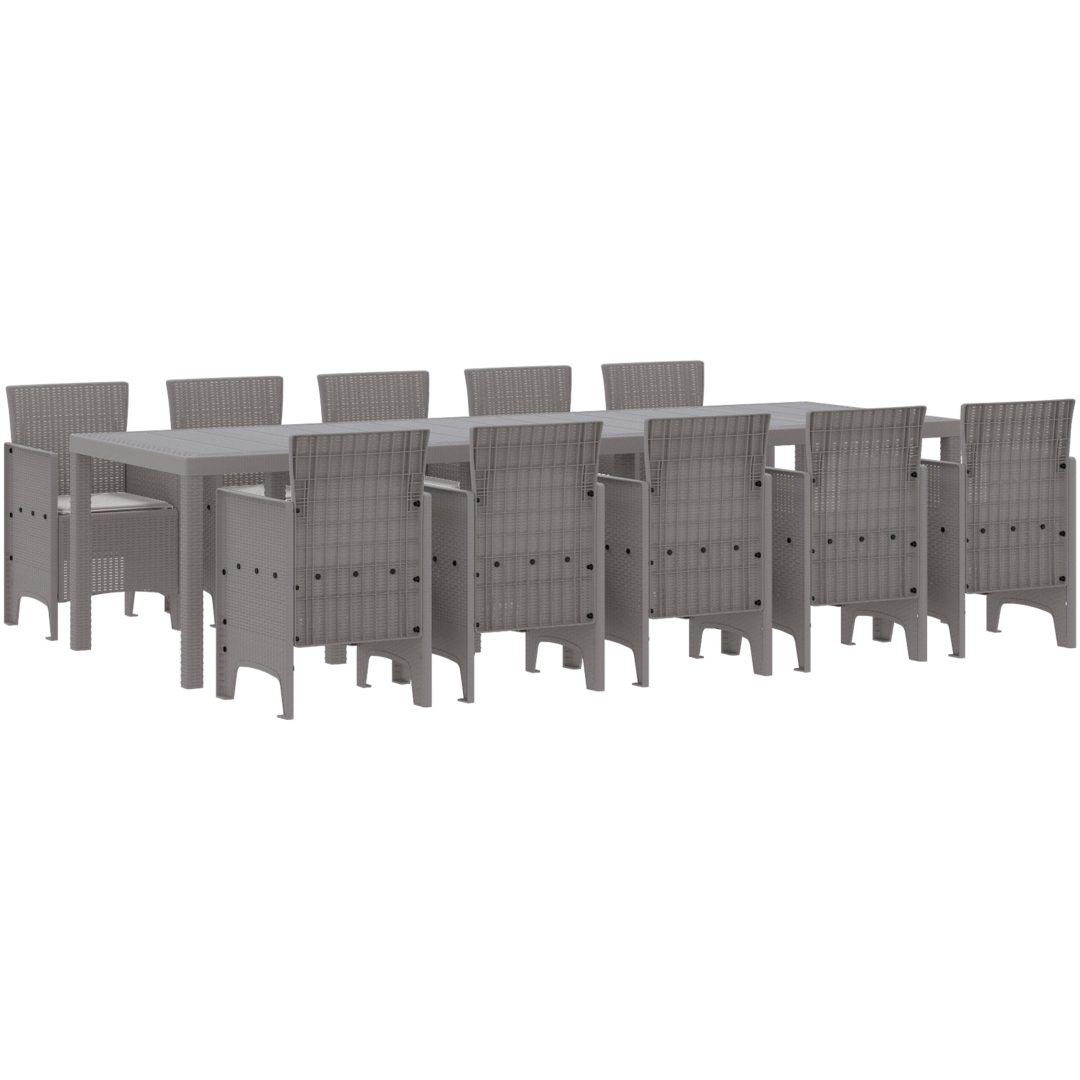 Trädgårdsmöbelset 11 pcs Ljusgrå Rattan och Aluminium vidaXL 10 - Sits – bild 2