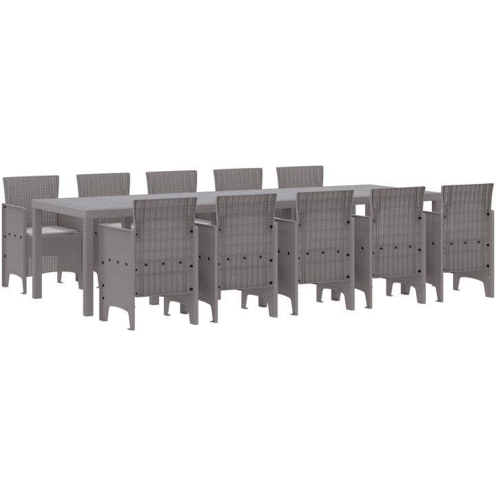 Trädgårdsmöbelset 11 pcs Ljusgrå Rattan och Aluminium vidaXL 10 - Sits – bild 2