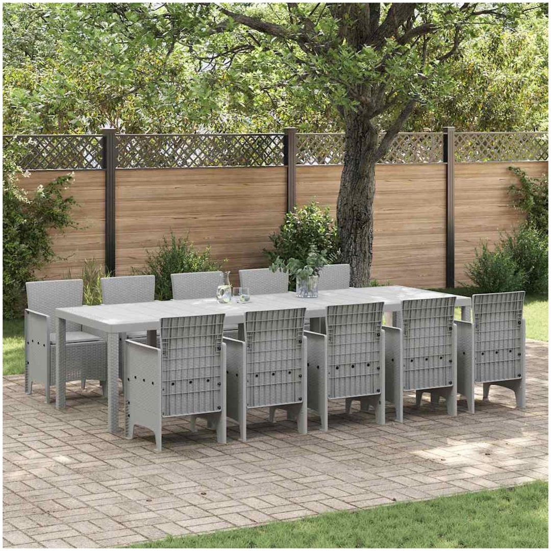 Trädgårdsmöbelset 11 pcs Ljusgrå Rattan och Aluminium vidaXL 10 - Sits