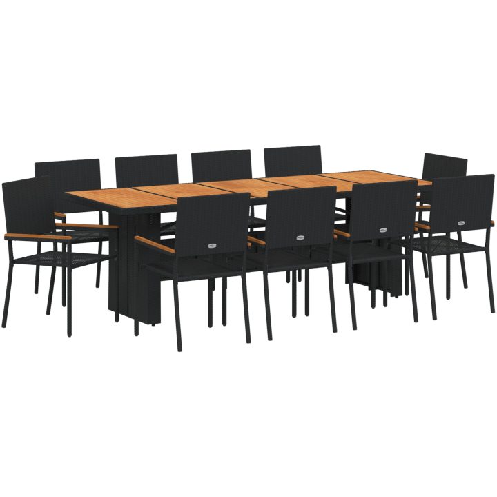 Trädgårdsmöbelset 11 pcs Svart Konstrotting vidaXL 10 - Sitts – bild 2