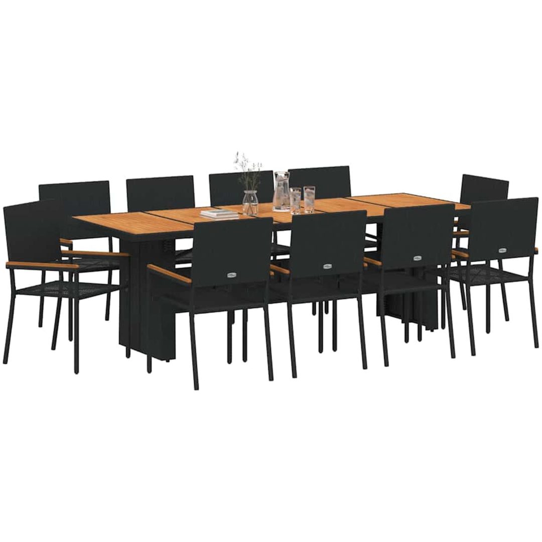 Trädgårdsmöbelset 11 pcs Svart Konstrotting vidaXL 10 - Sitts – bild 3