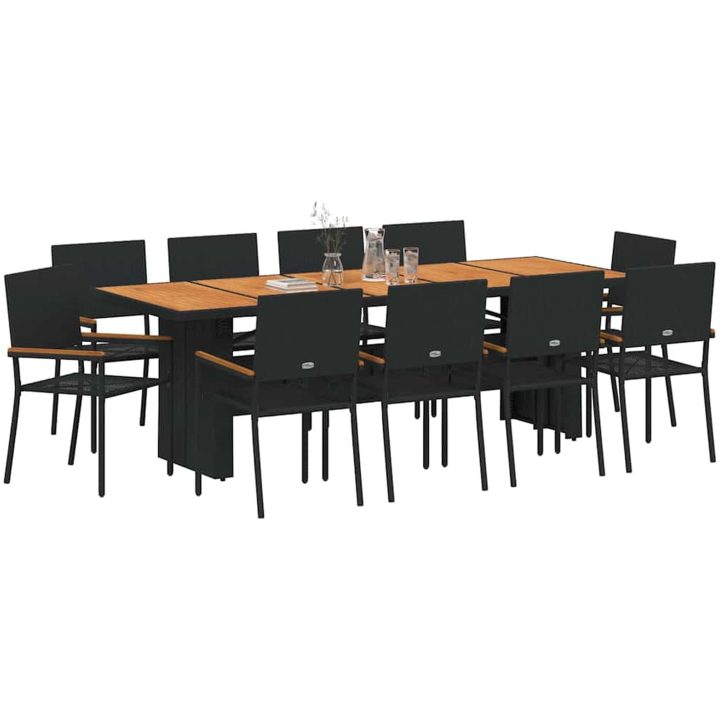 Trädgårdsmöbelset 11 pcs Svart Konstrotting vidaXL 10 - Sitts – bild 3