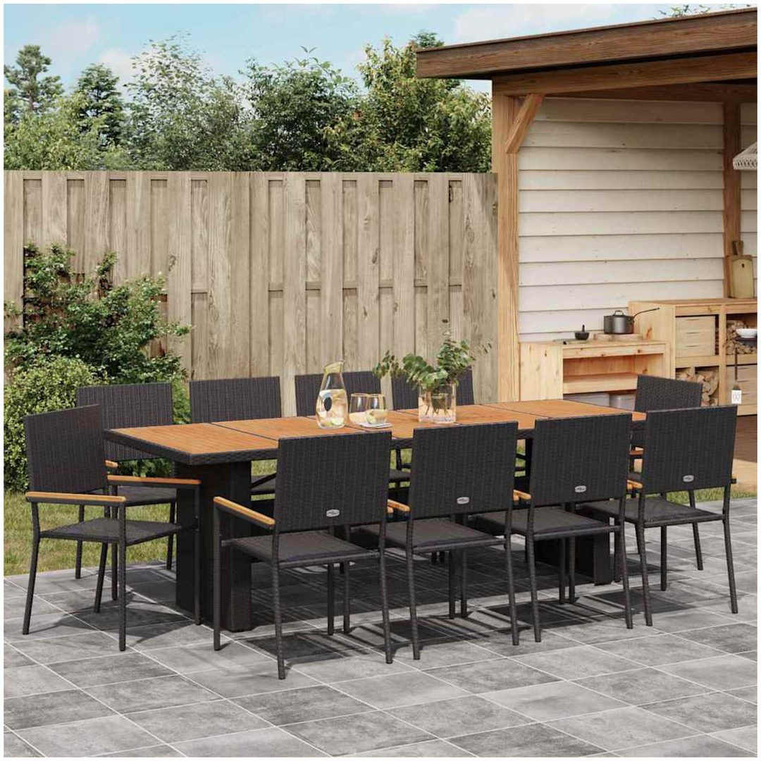 Trädgårdsmöbelset 11 pcs Svart Konstrotting vidaXL 10 - Sitts – bild 4