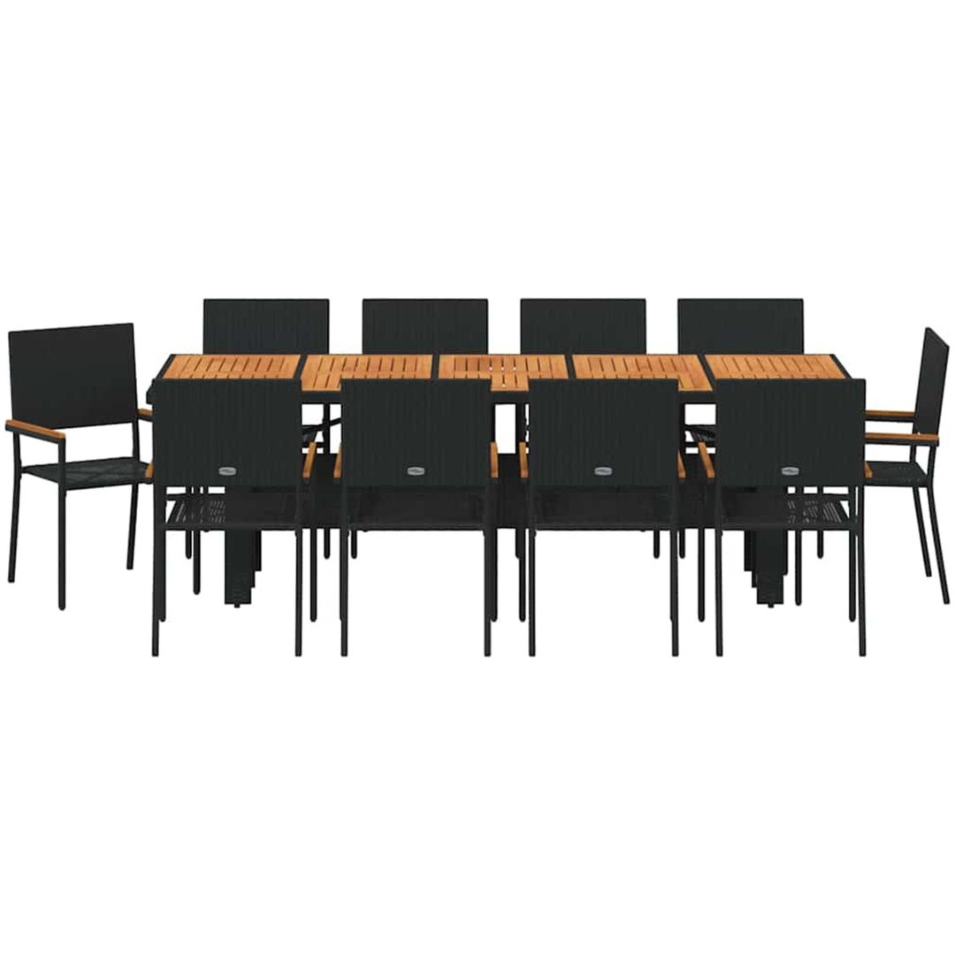 Trädgårdsmöbelset 11 pcs Svart Konstrotting vidaXL 10 - Sitts – bild 7