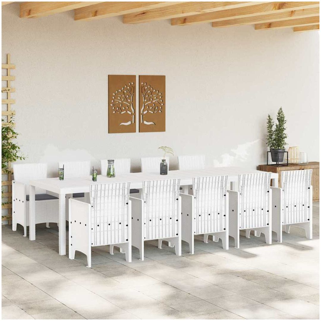 Trädgårdsmöbelset 11 pcs Vit Poly rattan och Aluminium vidaXL Stor – bild 3