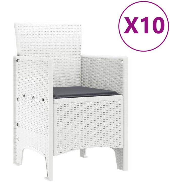 Trädgårdsmöbelset 11 pcs Vit Poly rattan och Aluminium vidaXL Stor – bild 5