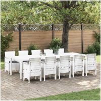 Trädgårdsmöbelset 11 pcs Vit Poly rattan och Aluminium vidaXL