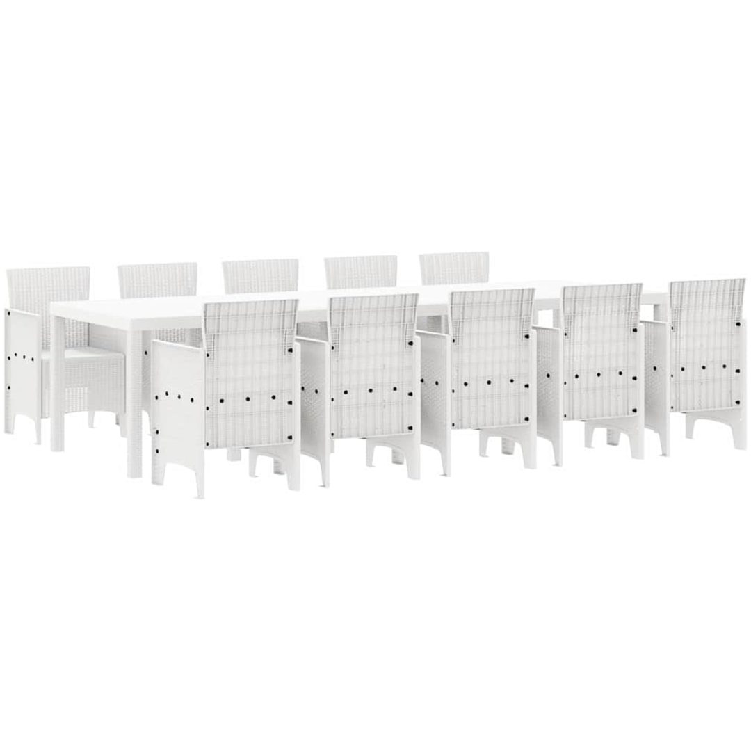 Trädgårdsmöbelset 11 pcs Vit Rattan och Stål vidaXL Stor – bild 2