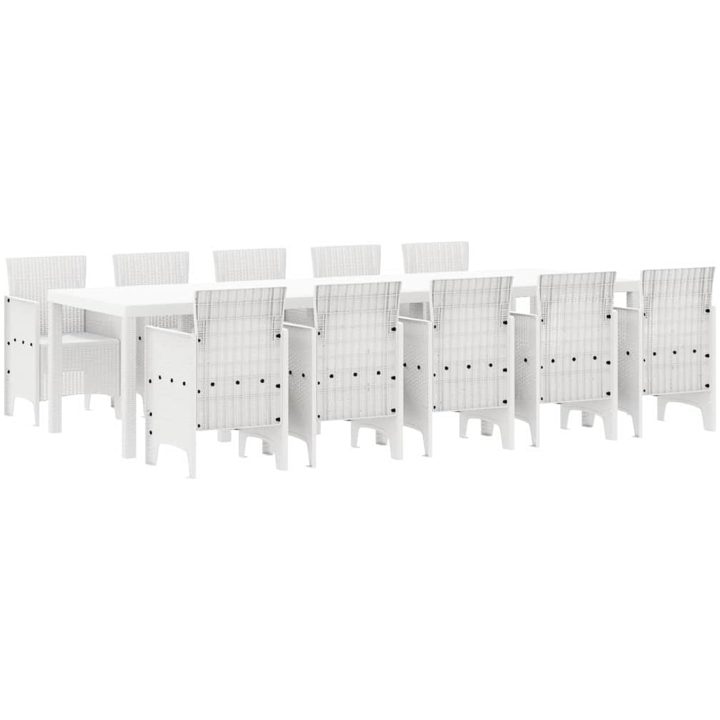 Trädgårdsmöbelset 11 pcs Vit Rattan och Stål vidaXL Stor – bild 2