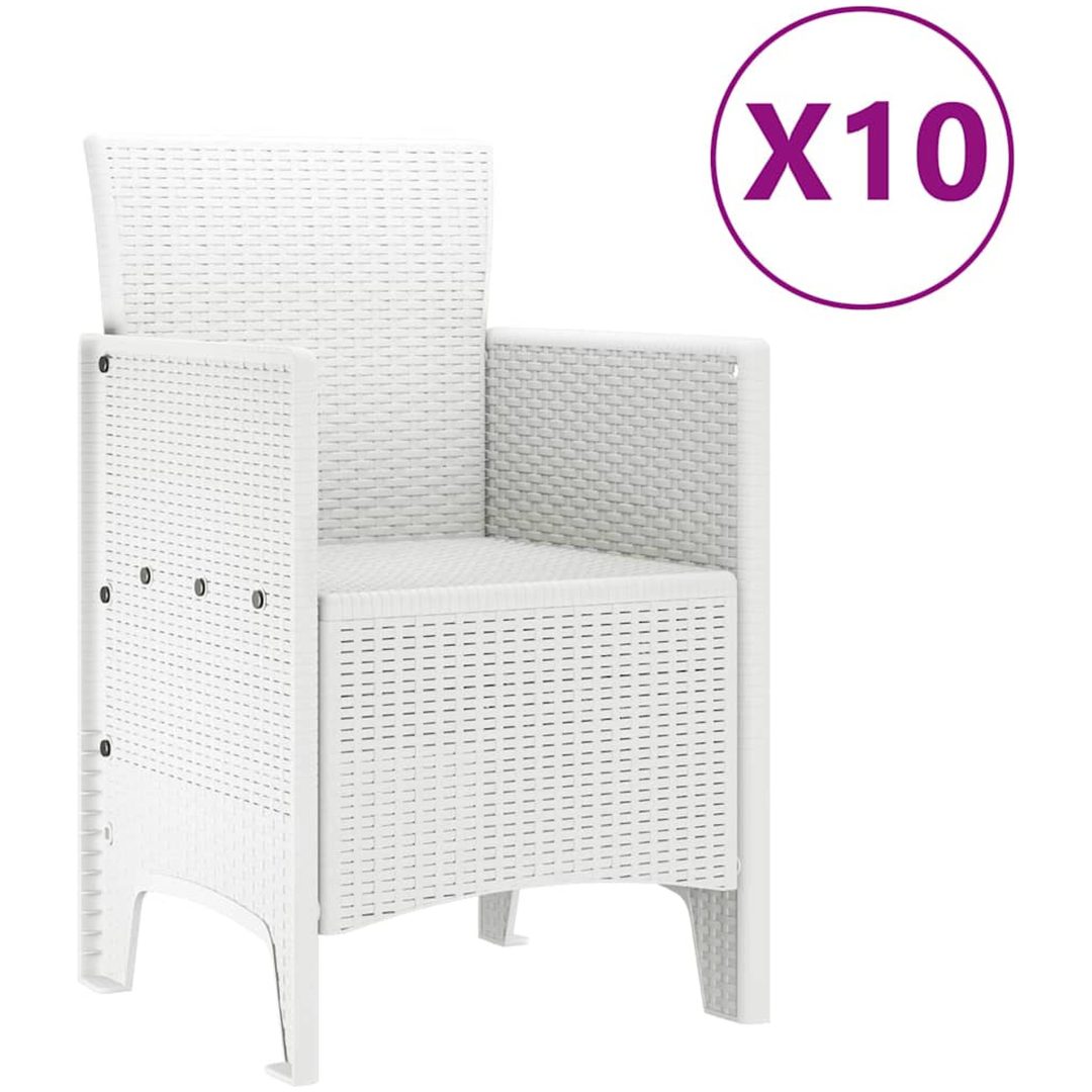 Trädgårdsmöbelset 11 pcs Vit Rattan och Stål vidaXL Stor – bild 5