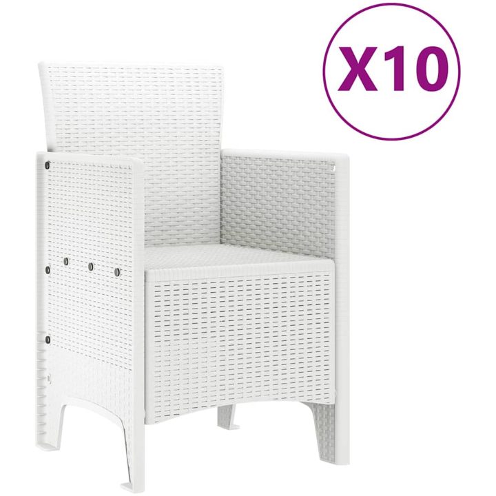 Trädgårdsmöbelset 11 pcs Vit Rattan och Stål vidaXL Stor – bild 5