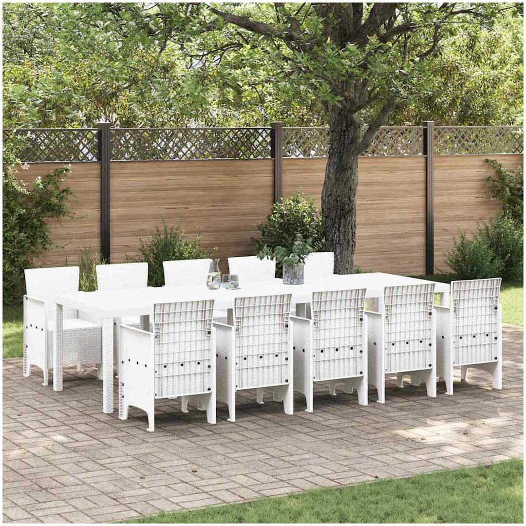 Trädgårdsmöbelset 11 pcs Vit Rattan och Stål vidaXL Stor