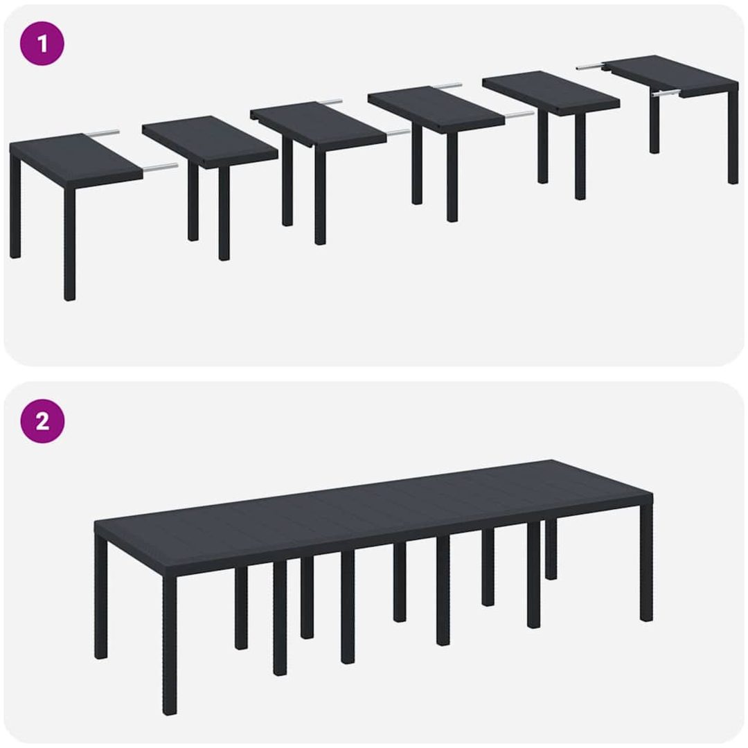 Trädgårdsmöbelset 13 pcs Antracit Plast vidaXL Stor – bild 9