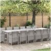 Trädgårdsmöbelset 15 pcs Ljusgrå Rotting vidaXL 14 - Sits – miniatyr 1