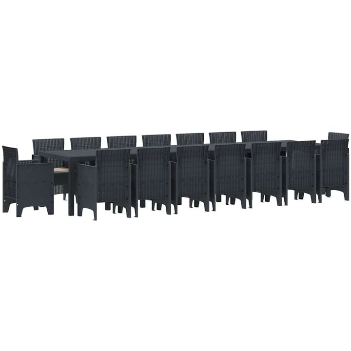 Trädgårdsmöbelset 17 pcs Antracit Rattan / Metall vidaXL 16 - Sits – bild 2