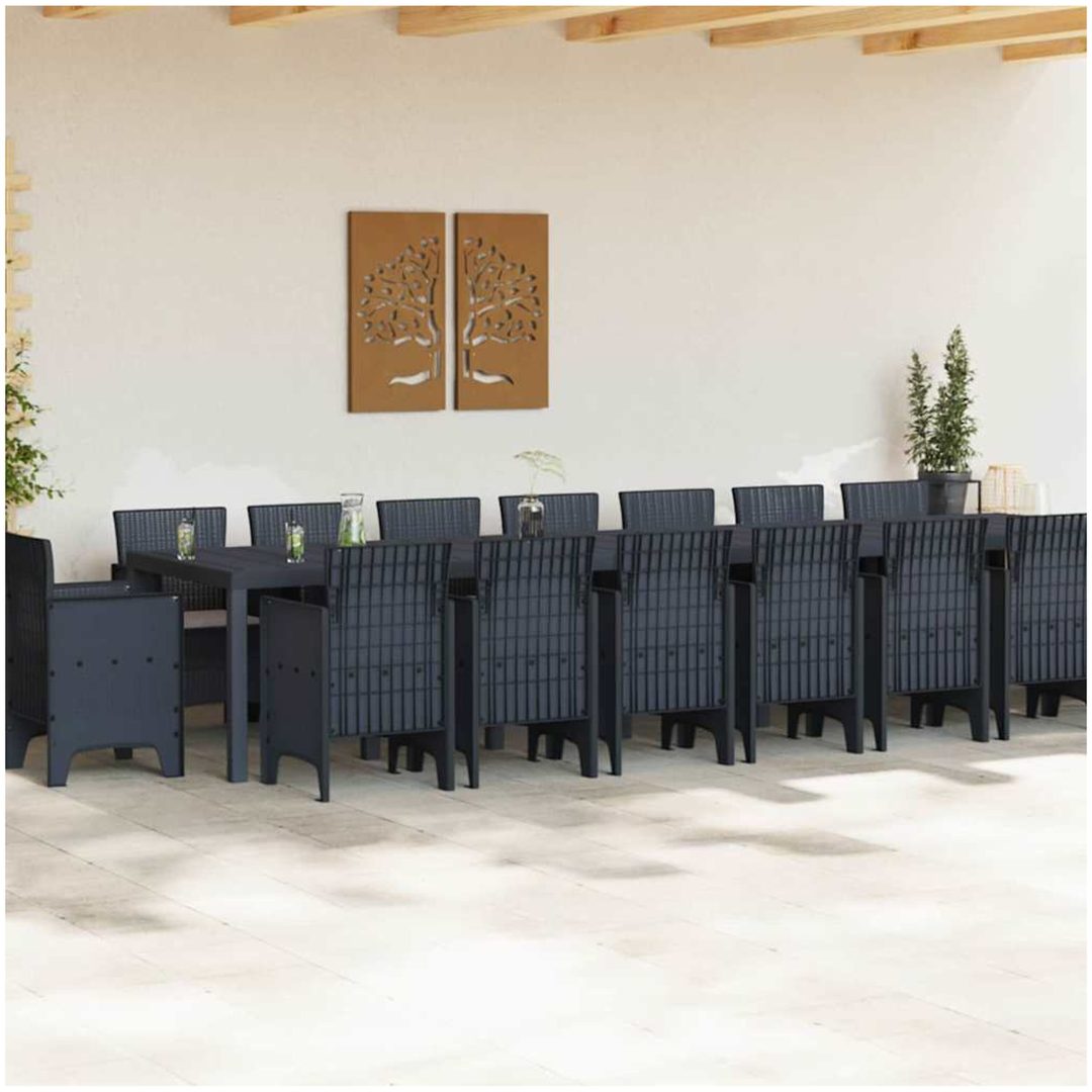 Trädgårdsmöbelset 17 pcs Antracit Rattan / Metall vidaXL 16 - Sits – bild 3