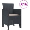 Trädgårdsmöbelset 17 pcs Antracit Rattan / Metall vidaXL 16 - Sits – miniatyr 5