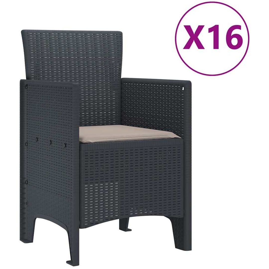 Trädgårdsmöbelset 17 pcs Antracit Rattan / Metall vidaXL 16 - Sits – bild 5