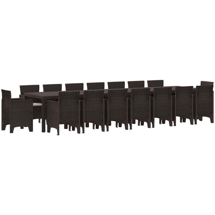 Trädgårdsmöbelset 17 pcs Brun Konstrotting vidaXL Large – bild 2