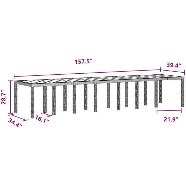 Trädgårdsmöbelset 17 pcs Brun Konstrotting vidaXL Large – bild 11