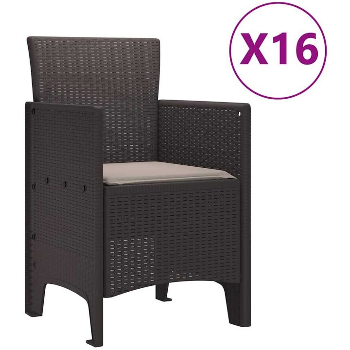 Trädgårdsmöbelset 17 pcs Brun Konstrotting vidaXL Large – bild 4
