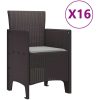 Trädgårdsmöbelset 17 pcs Brun Rattans, polyester vidaXL 16 - Sits – miniatyr 5