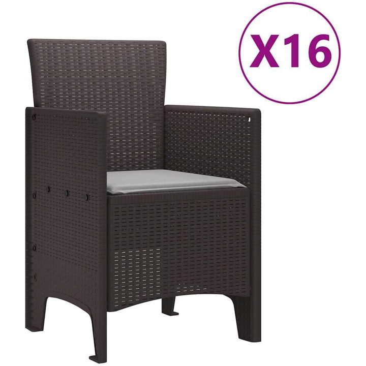 Trädgårdsmöbelset 17 pcs Brun Rattans, polyester vidaXL 16 - Sits – bild 5