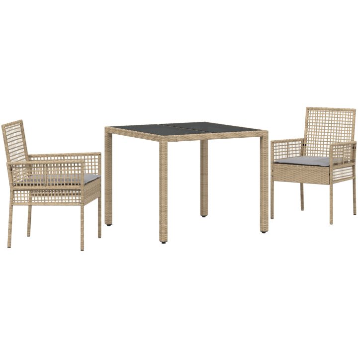 Trädgårdsmöbelset 3 pcs Beige vidaXL 90 x 90 x 75 cm – bild 2