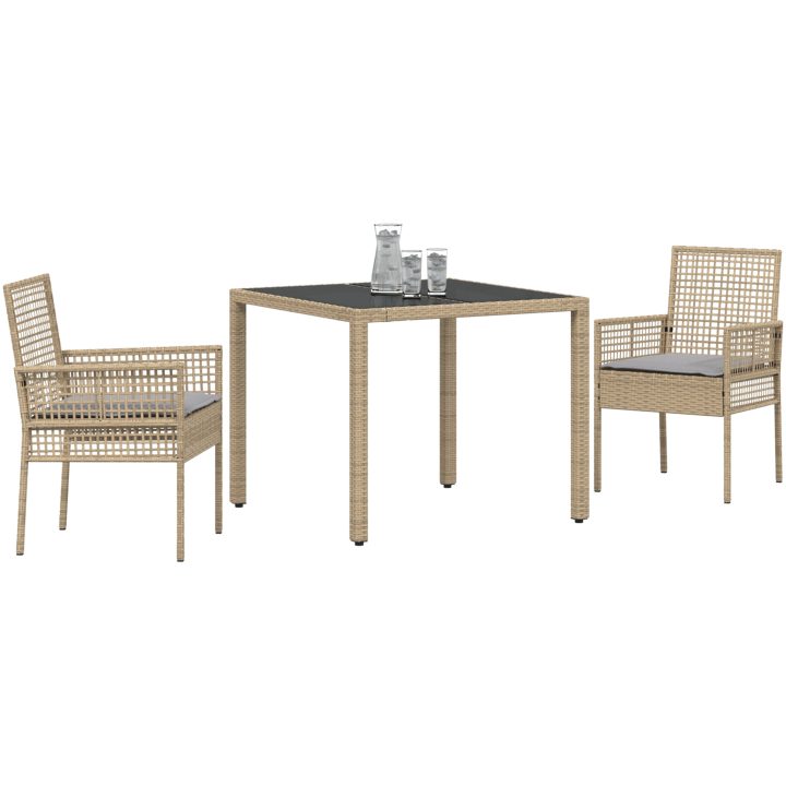 Trädgårdsmöbelset 3 pcs Beige vidaXL 90 x 90 x 75 cm – bild 3