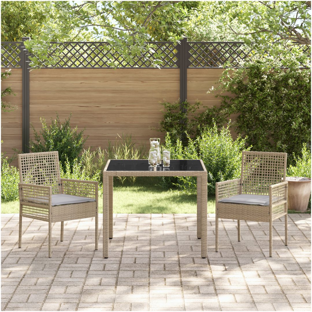Trädgårdsmöbelset 3 pcs Beige vidaXL 90 x 90 x 75 cm – bild 4