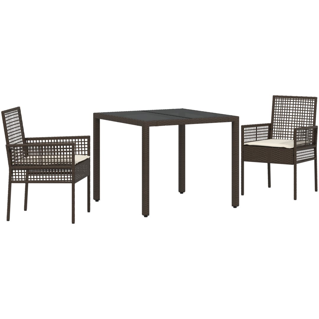 Trädgårdsmöbelset 3 pcs Brun Konstrotting vidaXL 90 x 90 x 75 cm – bild 2