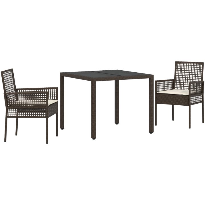 Trädgårdsmöbelset 3 pcs Brun Konstrotting vidaXL 90 x 90 x 75 cm – bild 2