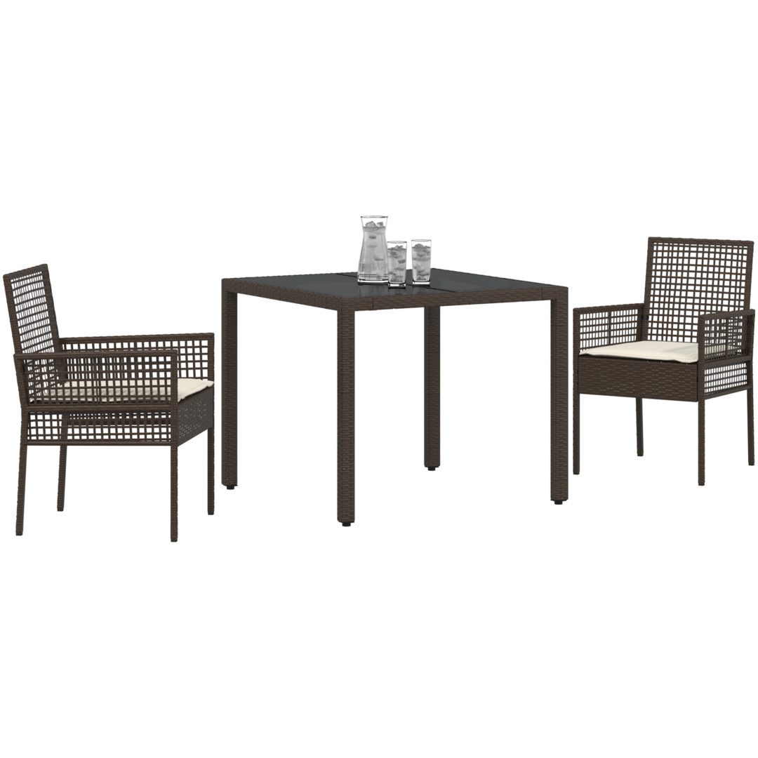 Trädgårdsmöbelset 3 pcs Brun Konstrotting vidaXL 90 x 90 x 75 cm – bild 3