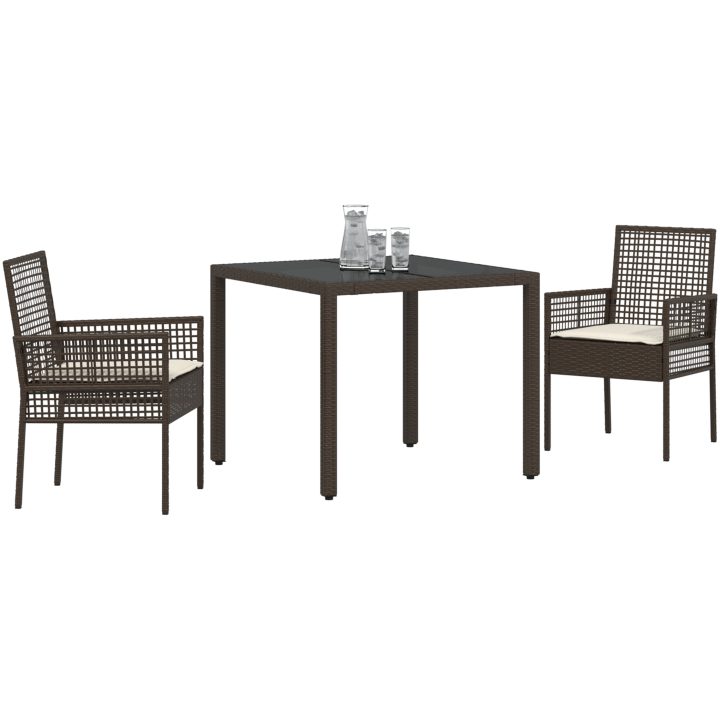 Trädgårdsmöbelset 3 pcs Brun Konstrotting vidaXL 90 x 90 x 75 cm – bild 3