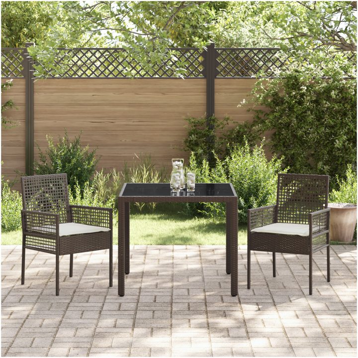 Trädgårdsmöbelset 3 pcs Brun Konstrotting vidaXL 90 x 90 x 75 cm – bild 4