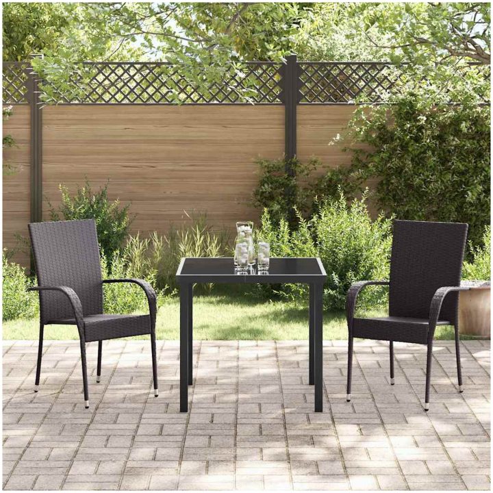 Trädgårdsmöbelset 3 pcs Brun PE Rattan vidaXL 80 x 80 x 73 cm – bild 4