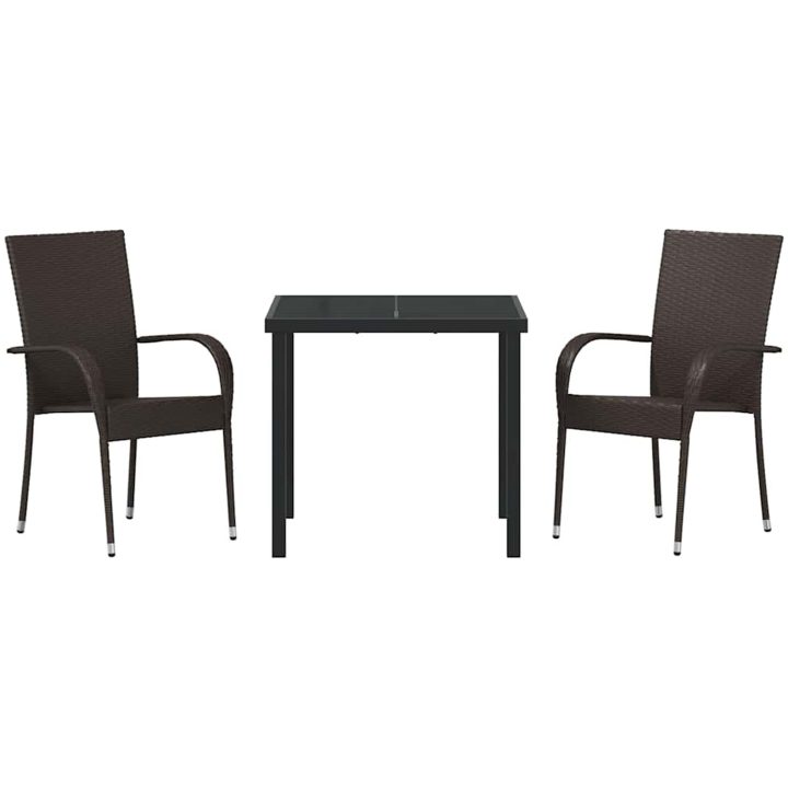 Trädgårdsmöbelset 3 pcs Brun PE Rattan vidaXL 80 x 80 x 73 cm – bild 6