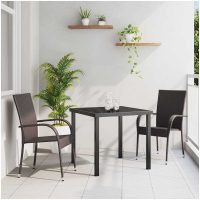 Trädgårdsmöbelset 3 pcs Brun PE Rattan vidaXL