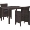 Trädgårdsmöbelset 3 pcs Brun Plast Rattan vidaXL 100 x 100 x 73 cm – miniatyr 2