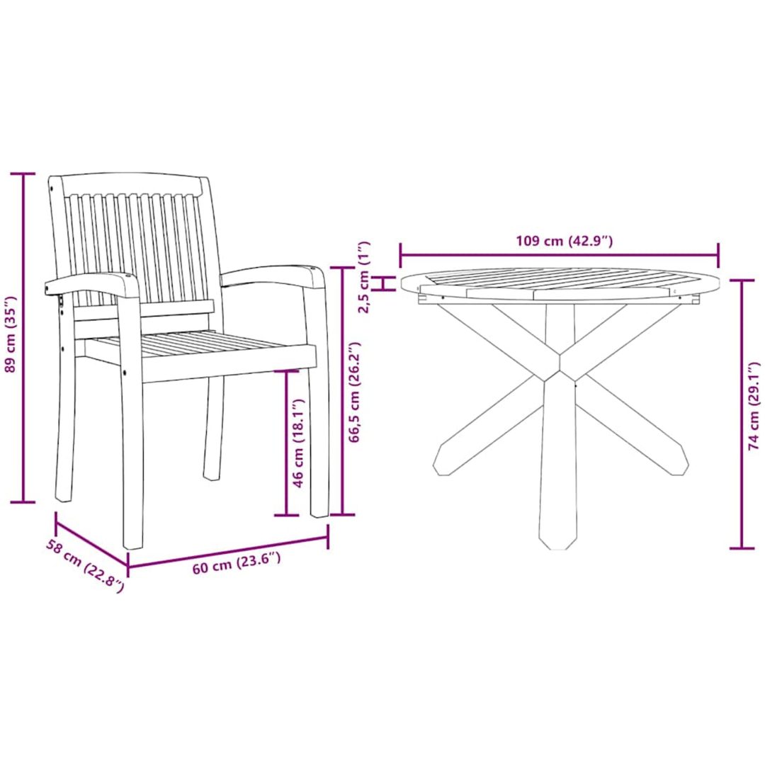 Trädgårdsmöbelset 3 pcs Brun vidaXL 109 x 109 x 74 cm – bild 10