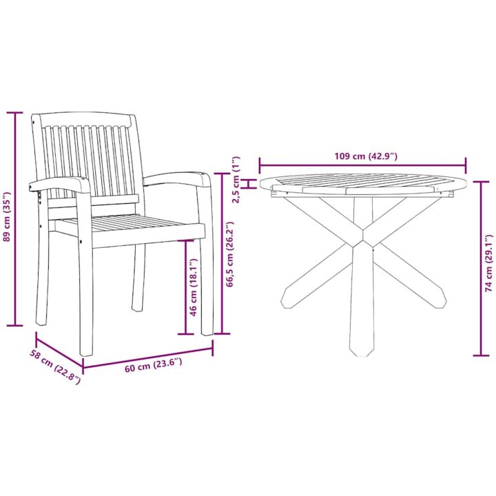 Trädgårdsmöbelset 3 pcs Brun vidaXL 109 x 109 x 74 cm – bild 10