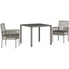 Trädgårdsmöbelset 3 pcs Grå Konstrotting vidaXL 90 x 90 x 75 cm – miniatyr 2