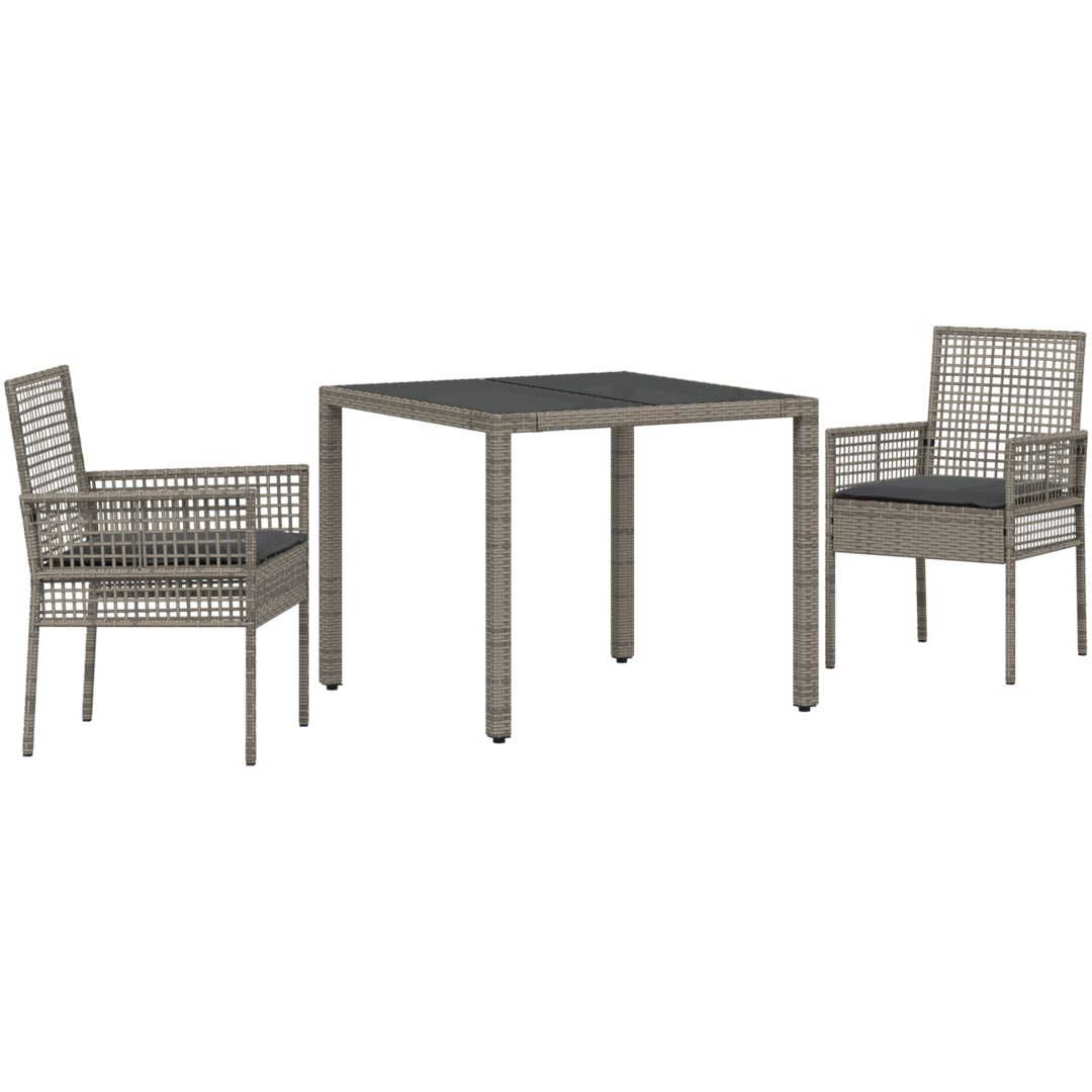 Trädgårdsmöbelset 3 pcs Grå Konstrotting vidaXL 90 x 90 x 75 cm – bild 2