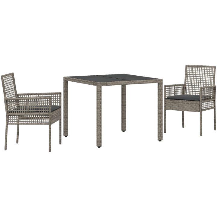 Trädgårdsmöbelset 3 pcs Grå Konstrotting vidaXL 90 x 90 x 75 cm – bild 2