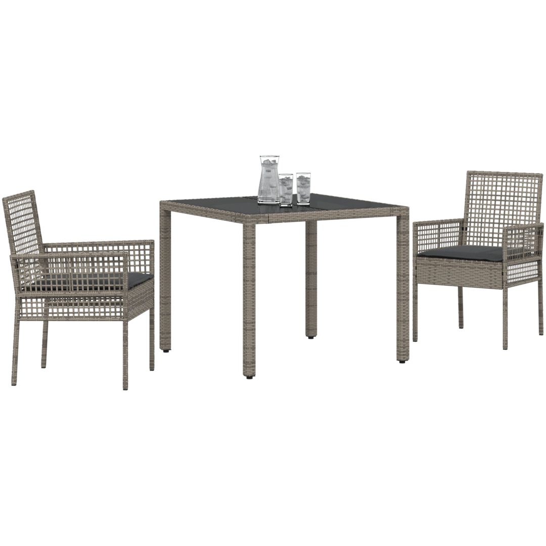 Trädgårdsmöbelset 3 pcs Grå Konstrotting vidaXL 90 x 90 x 75 cm – bild 3