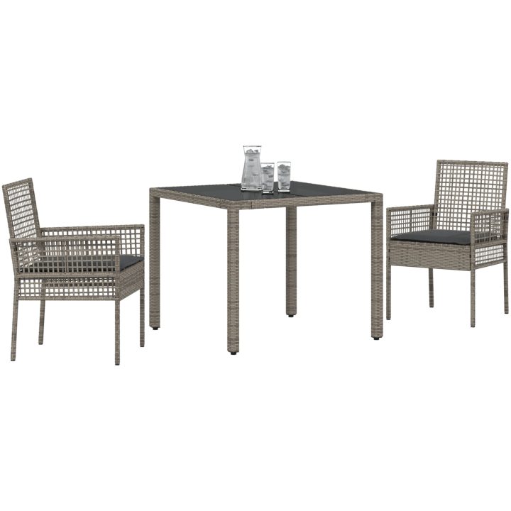 Trädgårdsmöbelset 3 pcs Grå Konstrotting vidaXL 90 x 90 x 75 cm – bild 3