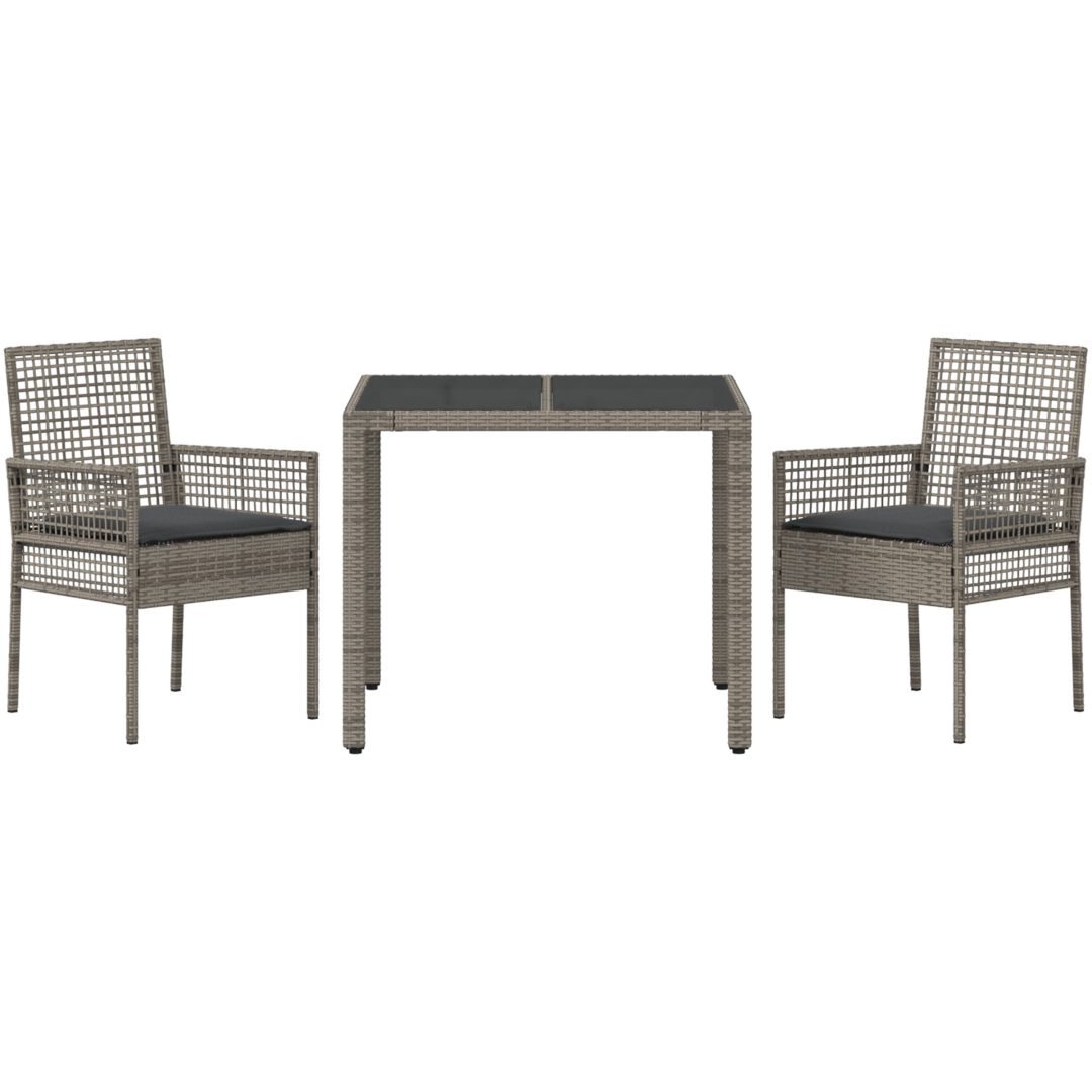 Trädgårdsmöbelset 3 pcs Grå Konstrotting vidaXL 90 x 90 x 75 cm – bild 7