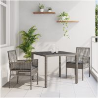 Trädgårdsmöbelset 3 pcs Grå Konstrotting vidaXL